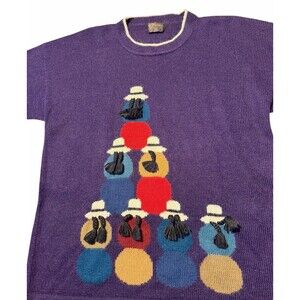 Pẽrez 100% Baby Alpaca Peruvian Festive Christmas Balls sweater Vintage Perez M